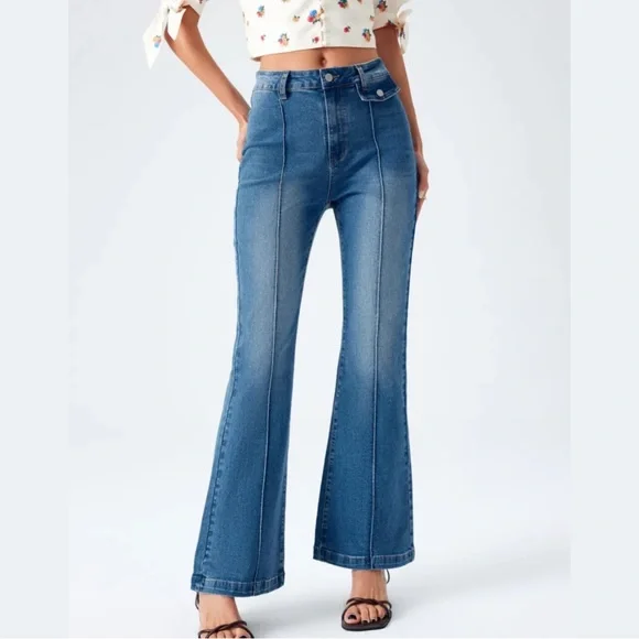 Cider Denim Washed High Waist Flared Jeans - Picture 4 of 7